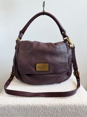 Marc by Marc Jacobs Leather Classic Q Lil Ukita Hobo Bag Purple Gold Hardware
